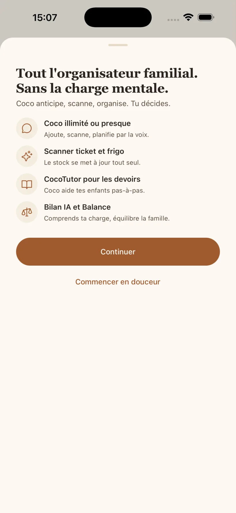Le configurateur d'abonnement de l'application Mental Loadless