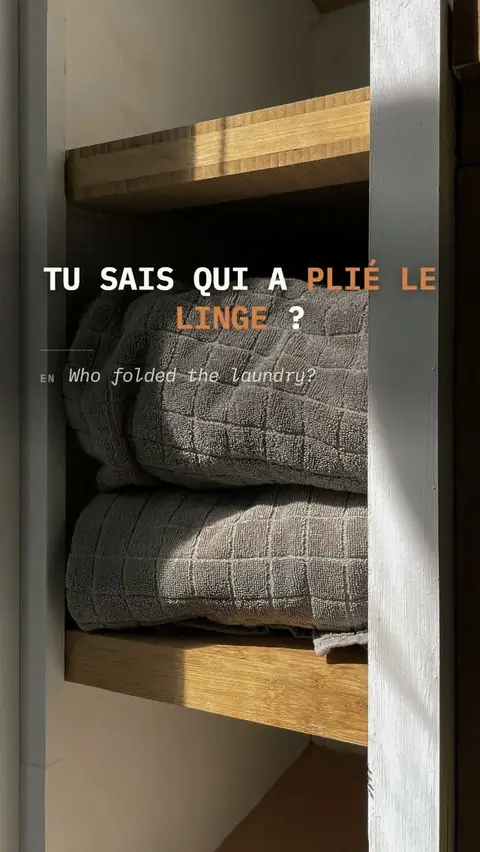 Reel Instagram : Dimanche soir, le panier de linge est plié, et personne n'a vu qui l'a fait.