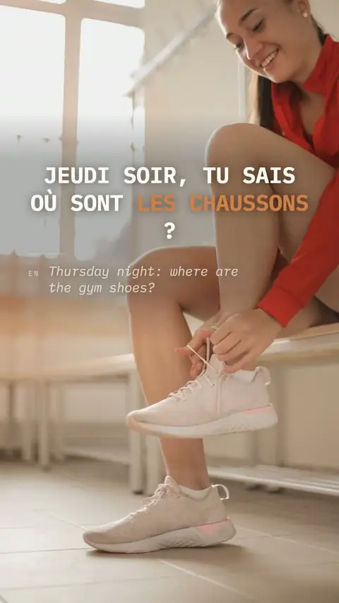 Reel Instagram : Jeudi soir, il manque les chaussons de sport.